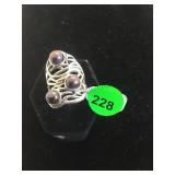 STERLING SILVER WITH BLACK GEMSTONE, SIZE 6 STERLING SILVER WITH BLACK GEMSTONE, SIZE 6