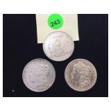 3 MORGAN SILVER DOLLARS 3 MORGAN SILVER DOLLARS