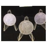 3 MORGAN SILVER DOLLARS 3 MORGAN SILVER DOLLARS