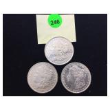 3 MORGAN SILVER DOLLARS 3 MORGAN SILVER DOLLARS