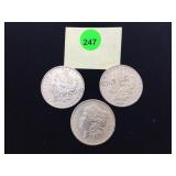 3 MORGAN SILVER DOLLARS 3 MORGAN SILVER DOLLARS