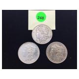 3 MORGAN SILVER DOLLARS 3 MORGAN SILVER DOLLARS