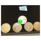 5 MORGAN SILVER DOLLARS 5 MORGAN SILVER DOLLARS