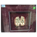 BEADED BABY MOCSASINS FRAMED IN SHADOW BOX BEADED BABY MOCSASINS FRAMED IN SHADOW BOX