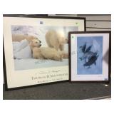 POLAR BEARS & DOLPHINS FRAMED PICTURE 26'X32' POLAR BEARS & DOLPHINS FRAMED PICTURE 26'X32'