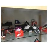 SHELF LOT OF NIKES, CONVERSE TENNIS SHOES, SHELF LOT OF NIKES, CONVERSE TENNIS SHOES,