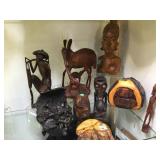 9 PIECE WOODEN ASIAN & S AFRICAN STATUES 9 PIECE WOODEN ASIAN & S AFRICAN STATUES