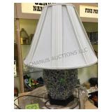 BLUE ASIAN STYLE LAMP WITH SHADE, 24 TALL BLUE ASIAN STYLE LAMP WITH SHADE, 24 TALL