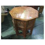 INDIAN STYLE END TABLE WITH CARVED SIDES & INDIAN STYLE END TABLE WITH CARVED SIDES &