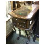 WOOD & STONE TOP METAL LEGGED END TABLE WOOD & STONE TOP METAL LEGGED END TABLE