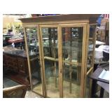 VINTAGE BLONDE BEVELED GLASS LIGHTED CURIO VINTAGE BLONDE BEVELED GLASS LIGHTED CURIO