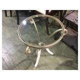 HEAVY METAL GLASS TOP ROUND OCCASIONAL TABLE HEAVY METAL GLASS TOP ROUND OCCASIONAL TABLE
