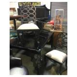BLACK DOWEL TABLE WITH 6 CHAIRS BLACK DOWEL TABLE WITH 6 CHAIRS