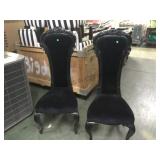 PAIR OF WOODEN CARVED UPHOLSTERED HIGH BACK CHAIRS PAIR OF WOODEN CARVED UPHOLSTERED HIGH BACK CHAIRS