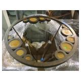 LARGE METAL & GLASS HANGING CHANDELIER, 2XMONEY LARGE METAL & GLASS HANGING CHANDELIER, 2XMONEY