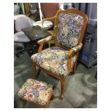 VINTAGE FLORAL CHAIR & FOOTSTOOL VINTAGE FLORAL CHAIR & FOOTSTOOL