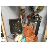 2 INDIAN HEAD SHADOW BOXES, MOCCASINS, 2 INDIAN HEAD SHADOW BOXES, MOCCASINS,