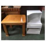 WHITE CORNER NIGHTSTAND WITH DRAWER & BLONDE WHITE CORNER NIGHTSTAND WITH DRAWER & BLONDE