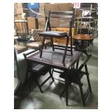 WOOD & UPHOLSTERED FOLDING CARD TABLE & 4 CHAIRS WOOD & UPHOLSTERED FOLDING CARD TABLE & 4 CHAIRS