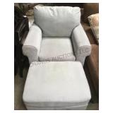 LIGHT BLUE UPHOLSTERED ARMCHAIR & OTTOMAN LIGHT BLUE UPHOLSTERED ARMCHAIR & OTTOMAN