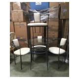 METAL FRAMED GLASS TOP TABLE W/ 4 CHAIRS METAL FRAMED GLASS TOP TABLE W/ 4 CHAIRS