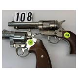 PAIR OF METAL PROP REVOLVERS 1 IS COLT STYLE