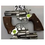 PAIR OF METAL PROP CROME REVOLVERS PAIR OF METAL PROP CROME REVOLVERS