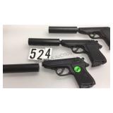 3 PLASTIC PISTOLS WITH SILENCERS 3 PLASTIC PISTOLS WITH SILENCERS