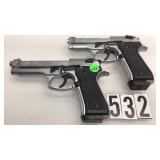 PAIR OF VOLTRAN MODEL 92 FIRAT METAL BLANK PISTOLS PAIR OF VOLTRAN MODEL 92 FIRAT METAL BLANK PISTOLS