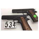 PAIR OF BRUNI 96 METAL BLANK PISTOLS