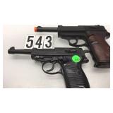 PAIR OF METAL PROP PISTOLS P38-STYLE PAIR OF METAL PROP PISTOLS P38-STYLE