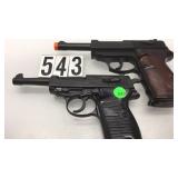 PAIR OF METAL PROP PISTOLS P38-STYLE