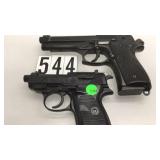 PAIR OF METAL BLANK PISTOLS - ONE P-38 STYLE PAIR OF METAL BLANK PISTOLS - ONE P-38 STYLE