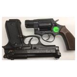 PAIR OF METAL BLANK REVOLVERS - ONE SMITH AND PAIR OF METAL BLANK REVOLVERS - ONE SMITH AND