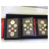 3 SETS OF ROYAL CANADIAN MINT COINS, CASED