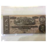 CONFEDERATE STATES AMERICA TEN DOLLAR NOTE