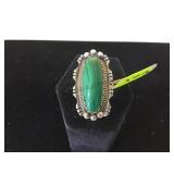 HANDMADE RARE VINTAGE STERLING & MALACHITE RING