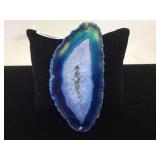 HUGE HAND WIRED OCEAN BLUE AGATE GEODE SLICE CUFF