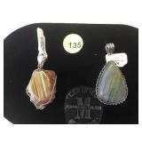 2 STERLING & GEMSTONE PENDANTS