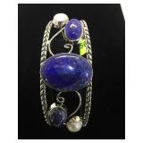 HANDMADE MEXICO LAPIS LAZULI & STERLING CUFF