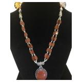 STERLING & MEXICAN SUNSTONE ARTISANS HAND BEADED