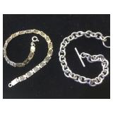 2 STERLING SILVER CHAIN BRACELETS