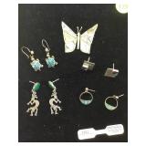 TRAY OS ASSORTED STERLING EARRINGS /TURQUOISE