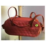 RED LEATHER QUILTED HAND BAG