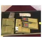 TRAY LOT OF 9mm MAGS, POUCHES AND MORE