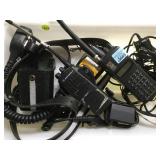 TRAY LOT OF HEADSETS AND WALKIE-TALKIES AND MORE