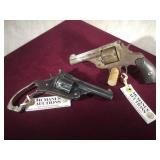 PAIR OF H&R REVOLVERS 38 CAL ONE HAS NO TRIGGER