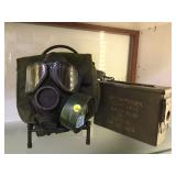 MILITARY LOT INCLUDING GAS MASK WITH FILTER AND