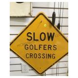 SLOW GOLFERS CROSSING METAL SIGN