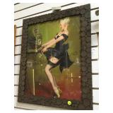WOOD SEGMENT FRAMED 'JACKPOT' GIL ELVGREN PINUP